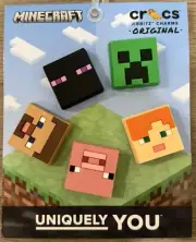 New Minecraft Crocs Jibbitz Charms 5 Pack Steve Alex Enderman Creeper Pig Mojang