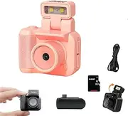 2025 New 64g Retroscope Mini Camera, Gen.2 Mini Retro Keychain Cameras, Tiny Nostalgic Cameras, 1080p HD Screen, Built-in Filter, 90° Flip Flash (Pink,64G)