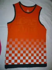 Wonder Nation Boys Tank Top Large (10-12) Orange Checkered Epic Skills