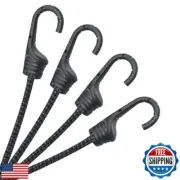 MARRTEUM 12-Inch Bungee Cords with Hooks Black Elastic Rope Straps for Campin