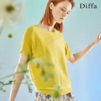 在飛比找momo購物網優惠-【Diffa】簡約條紋緹花連袖針織衫-女