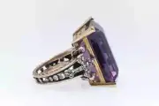 3.97 Ct Emerald Cut Simulated Amethyst Men's Wedding Ring Sterling Silver 925
