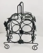 Metal Arch Shaped Four Bottle Wine Rack w/Grape Vines & Leaves 15"T X 12"W