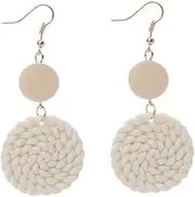 [twinkle eye] Polymer Clay Rattan Flower Earring,Clay Contrast Color Pottery Earrings Creative Art Woven Drop Earrings Round Geometric Vintage Earrings,Weird Earrings for Women, One Size, Polymer clay,