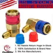 Pair AC A/C Manifold Gauge Conversion Kit High Low Quick Connector Adapter