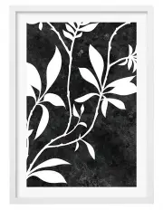 [Profile Australia] Silhouette Branch Leaves Night Art Print A1 Frame in White