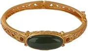 [Generic] Silver Plated Hetian Jade Qingyu Xiangyun Ruyi Pattern Bracelet Ancient Style Hundred Arm Bracelet