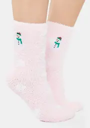 [MeMoi] Polka Dot Snowman Embroidery Cozy Socks