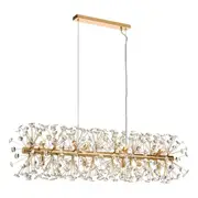 Lerida Gold 12 Crystal Pendants Light Rectangle Bench Chandelier Lights Telbix Lighting
