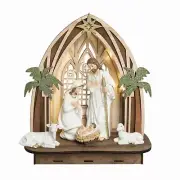 Transpac Resin/Wood Light Up Nativity & Creche, Set Of 6