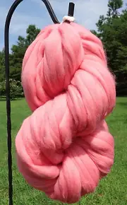 Bubble Gum Pink Wool Roving - Spin into Yarn, Needle & Wet felting, Wool Fiber