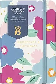 Busy B Address & Birthday Book - Floral with Alphabetical Tabs, Address Change Stickers, Birthday Reminders, Handy Pockets and Stickers