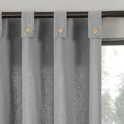[Archaeo] Cotton Blend Button Tab Top Curtain, 40" x 84", Gray