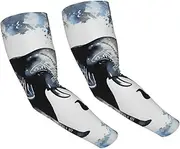 [FHEDVBN] Elephant-Blue Black Arm Sleeves Compression Arm Covers for Men Women Outdoor Sun Sleeves Cooling Sports Sleeve, Black