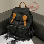 二手 BURBERRY 博柏利 RUCKSACK 中號 黑色 防水佈軍旅後背包 背包 雙肩包 書包