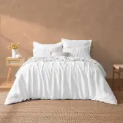 Natural Home Vintage Washed Hemp Linen Quilt Cover Set White - Queen Bed