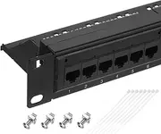 uxcell 1U Blank Key Stone Cat6 Network 24-Port Patch Panel, 19inch Rack & Wall Mountable Patch Bay with Network Module for PC, Servers Network, Multi Terminal Services