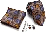 [7 Couleur] Men's Formal Necktie 4-Piece Tie Set, Business Wedding Tie for Men.