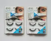 2 Set Ardell Deluxe Pack Black Wispies False Eyelashes w/ Adhesive & Applicator