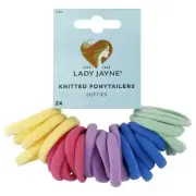Lady Jayne Pastel Knitted Ponytailers 24 Pack Colourful Softies Hair Bands 7783