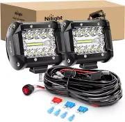 LED Light Bar 2PCS 60W 4 Inch Flood Spot Combo LED Work Light Pods Triple Row Wo