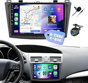 GOHHDL 4+64G 8-Core Android 13 Car Stereo for Mazda 3 2009-2013 with Wireless CarPlay Android Auto, 9'' IPS Touchscreen GPS Navigation with WiFi Mirror Link Bluetooth FM RDS DSP 32EQ SWC Backup Camera