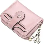 [MOMEITU] Women's retro wallet small wallet Y2K credit card bag zipper double fold wallet mini leather aesthetic wallet y2k wallet, Pink