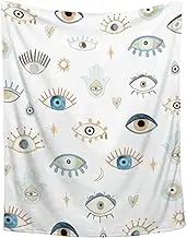 Evil Eye Pattern Throw Blanket Super Soft Cozy Plush Fleece Blanket Decorative Fuzzy Lightweight Blankets for Sofa Couch Bed Camping, 60"x80"-Adults/Twin Size