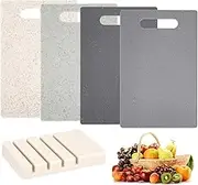4 Packs Kitchen Cutting Board, Kitchen Chopping Boards Sets with Non-Slip Storage Base, Dishwasher Safe Cutting Boards with Carrying Handle & No BPA 28.2x18.5 cm