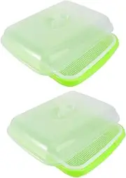 Kisangel 2 Sets Bean Sprout Tray with Lid Practical Germination Kit for Wheatgrass Heat Preservation Moisture Retention for Home and Garden Use
