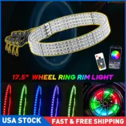 4pcs 17.5'' RGB Wheel Ring Lights LED For Truck Car Rim Lights Bluetooth APP NEW
