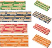100 Pcs Assorted Packed Flat Stripped Coin Wrappers, Coin Rolls Wrapper for Quar