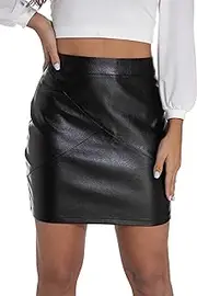 [GUANYY] Women's High Waisted Faux Leather Mini Pencil Skirt - Classic & Slim