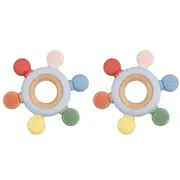 2x Koala Dream Kids/Childrens Silicone And Wooden Mouth Teether Ring Blue 4M+