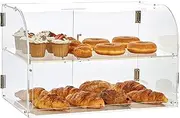 VEVOR Pastry Display Case, 2-Tier Commercial Countertop Bakery Display Case, Acrylic Display Box with Rear Door Access & Removable Shelves, Keep Fresh for Donut Bagels Cake Cookie