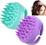 2 Pack Scalp Massager, Hair Scalp Massager Shampoo Brush with Soft Silicone Bristles for Dandruff Removal, Scalp Care & Hair Growth, Scalp Brush for Scalp Exfoliator, Wet & Dry Use (Green&Purple)