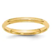 Solid 18K Yellow Gold 2.5mm Half Round with Edge Men's/Women's Wedding Band Ring Size 9.5