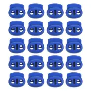 0.7x0.8" Cord Locks, 30 Pack Double Hole Spring End Toggle Stopper, Blue