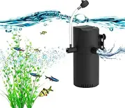 FUMAK 135GPH Fish Tank Filter in-Tank Filter for 10-40 Gallon Tanks, 2-Stage Internal Aquarium Filter Turtle Tank Filter with Dual Water Outlet & Aeration