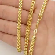 10K Yellow Gold 3.5mm Hollow Wide Franco Chain Necklace Lobster Clasp 30"