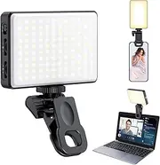 Bytebliss 120 LED Phone Light, 5000mAh Rechargeable Clip Video Light, 3 Light Modes, 10 Brightness Levels, Compatible with Most Devices, Perfect for Selfies, Videos, and Live Streaming
