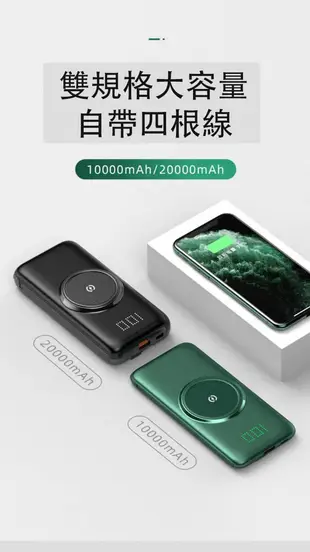 P1 自帶四線無線充電器+行動電源10000mah 無線充移動電源 (4.7折)