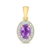 Diamond and Amethyst Pendant Yellow Gold