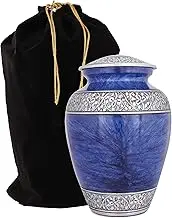 Urns for Human Ashes Adult Female Male 10" Aluminium Decorative Blue Funeral Urn | Storage for Ash Remains - Large Size, Cremation Memorial Urn (Cremation Urn)