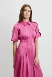 COUNTRY ROAD CINCHED SHIRT MIDI DRESS in Grape RRP$279 size 12
