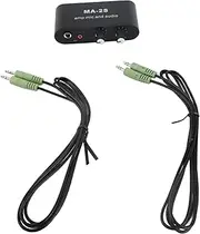 Baxnore Small Stereo Audio Preamplifier, 3 Output Port Headphone Amp with 6.5mm and 3.5mm Mic Inputs, Portable Low-Noise Preamp for Anti Interference Aluminum Casing