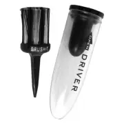 Black BRUSH T - 1 x Golf Tees Plastic Brush Tee - 1 Driver tee with ball marker