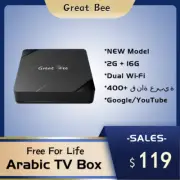 Great Bee Greatbee Arabic TV Box, Android 10 2G 16G Smart 4K Arabic Media Player
