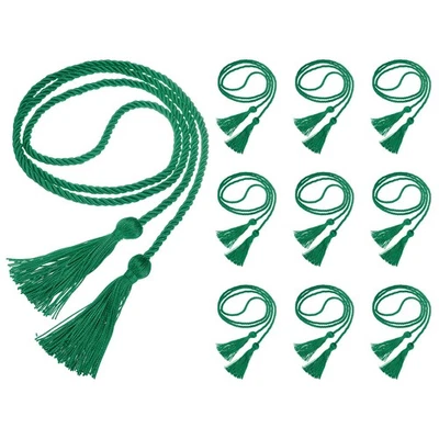 10 Pcs 67 Inch Graduation Honor Cords Polyester Tassel Cords Dark Green