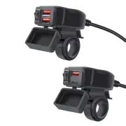 Motorcycle USB Charger Waterproof Protections 12-24V quick charges double Port